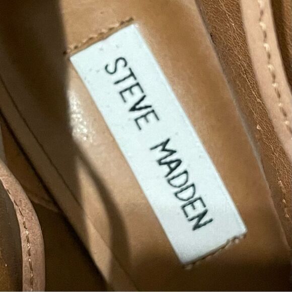 Steve Madden Carusso Tan Peep Toe Lace Up Heeled Bootie Size 8 - Picture 13 of 14